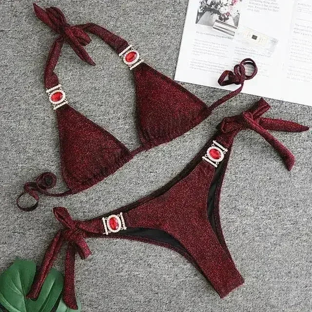 PAYASEN Rhinestone Bikini - Crystal Diamond Swimsuit for Women