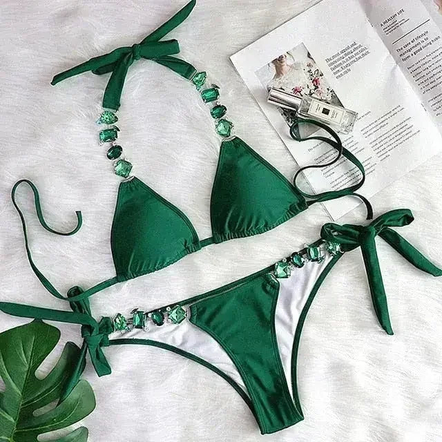 PAYASEN Rhinestone Bikini - Crystal Diamond Swimsuit for Women