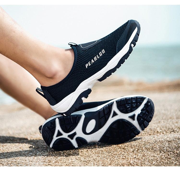 Summer Mesh Beach Men Shoes  Lightweight Breathable Walking Footwear New Slip-On Comfortable Outdoor Walking Footwear Non-Slip Running Climbing Shoes Sneakers Lightweight Breathable Walking Shoes Stevvex