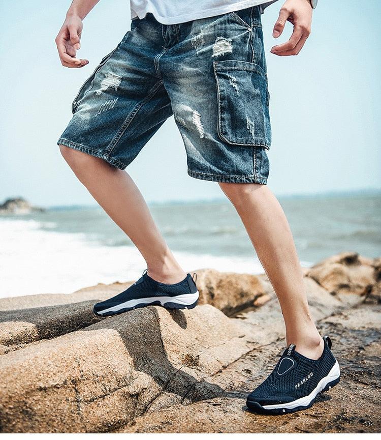 Summer Mesh Beach Men Shoes  Lightweight Breathable Walking Footwear New Slip-On Comfortable Outdoor Walking Footwear Non-Slip Running Climbing Shoes Sneakers Lightweight Breathable Walking Shoes Stevvex