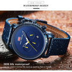 Fashion Multifunctional Mens Watches Sport Quartz Round Analog Watches Modern Leather Strap Design Stevvex