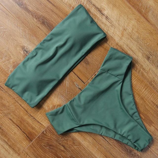 Top Swimsuit Push Up Bikini Set Women's Crop Top High Waist Swimsuit Sport High Cut Bikini Set Two Piece Bathing Suits High Waist Solid Bathing Suit Summer Swimwear Women Beachwear Stevvex