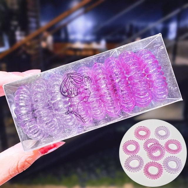 9pcs/set Telephone Colorful Hair Ties Woman Elastic Hairband Ponytail Holders Hair Ropes Wires Scrunchies Elastic Hair Bands Kid Ponytail Holder Tie Gum Hair Accessories Stevvex
