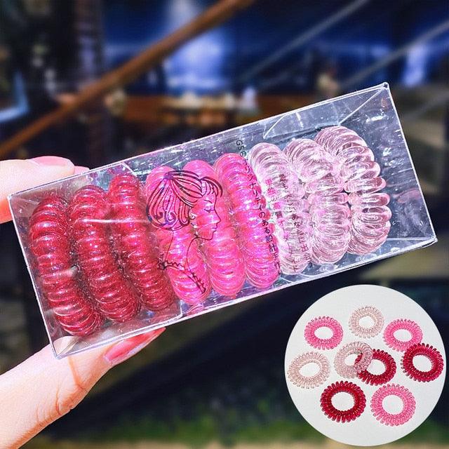 9pcs/set Telephone Colorful Hair Ties Woman Elastic Hairband Ponytail Holders Hair Ropes Wires Scrunchies Elastic Hair Bands Kid Ponytail Holder Tie Gum Hair Accessories Stevvex