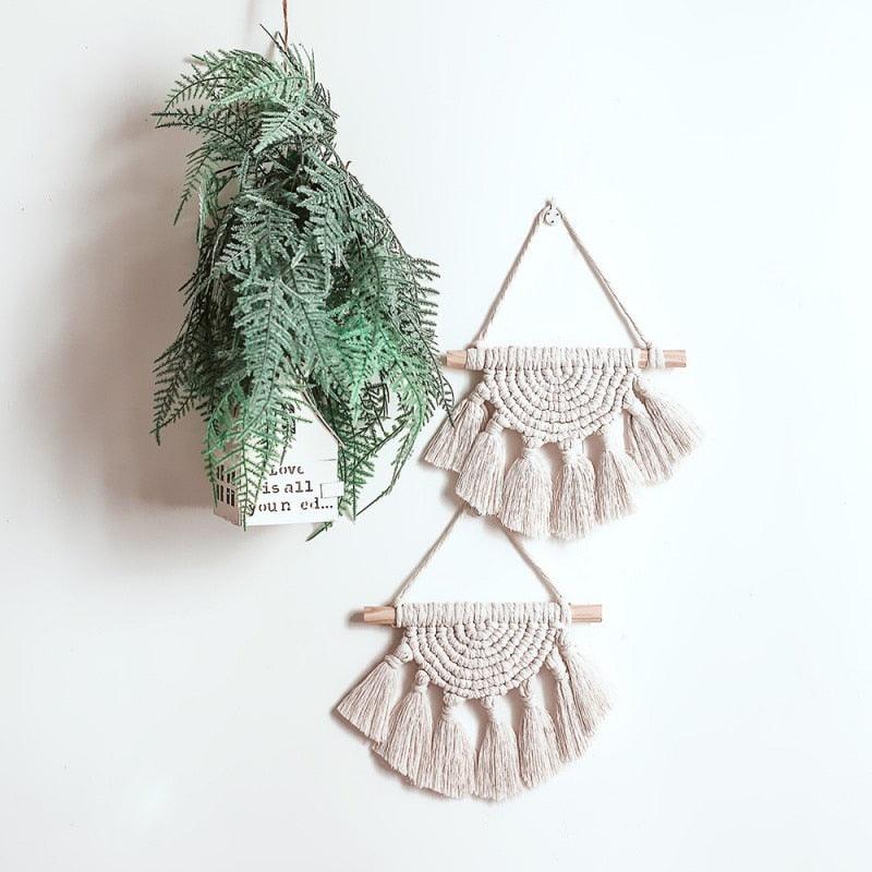 Handmade Wall Art Home Wall Decor Woven Hanging Tapestry Tassel Wind Chimes Wall Hanging Ornaments  Hand Macrame Wall  For Wall Wedding Living Room Gallery Patio Apartment Yard Decor Stevvex