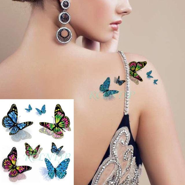 Elegant Waterproof Temporary Butterfly Sticker Tattoo Fake  Halloween Party Tattoo For Woman Girls Stevvex