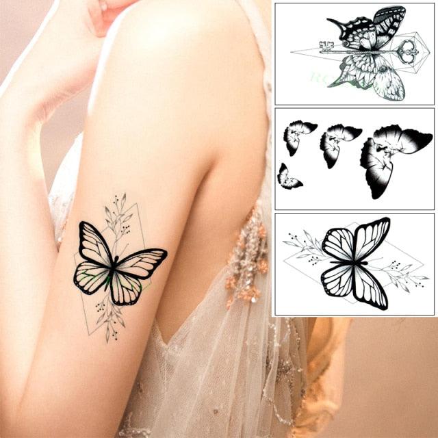Elegant Waterproof Temporary Butterfly Sticker Tattoo Fake  Halloween Party Tattoo For Woman Girls Stevvex