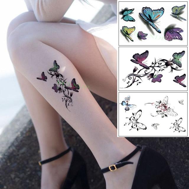 Elegant Waterproof Temporary Butterfly Sticker Tattoo Fake  Halloween Party Tattoo For Woman Girls Stevvex