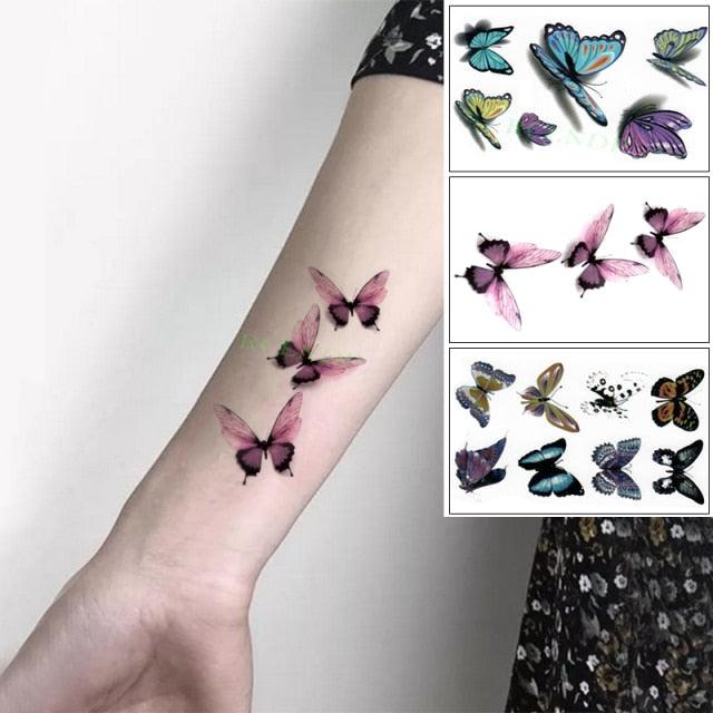 Elegant Waterproof Temporary Butterfly Sticker Tattoo Fake  Halloween Party Tattoo For Woman Girls Stevvex
