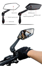 Unique 360 Degree Rotate Bike Rear View Mirror Cycling Accessories Flexible Safety Rear View Mirrors Adjustable Easy Mount Rear View Bike Mirrors Back Right Side Bicycle Mirror For Adult Bikes Stevvex