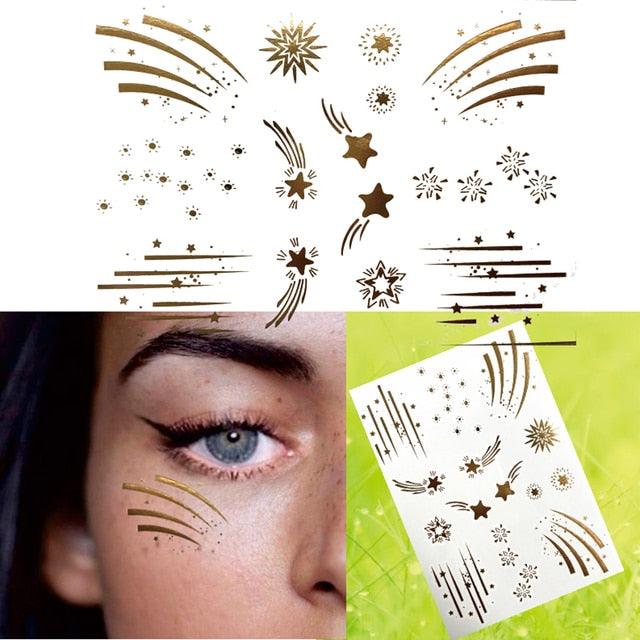 Luxury Flash Metallic Waterproof Temporary Tattoo Gold Silver Flower Tattoo Sticker Long Lasting Gold Design For Womens Stevvex