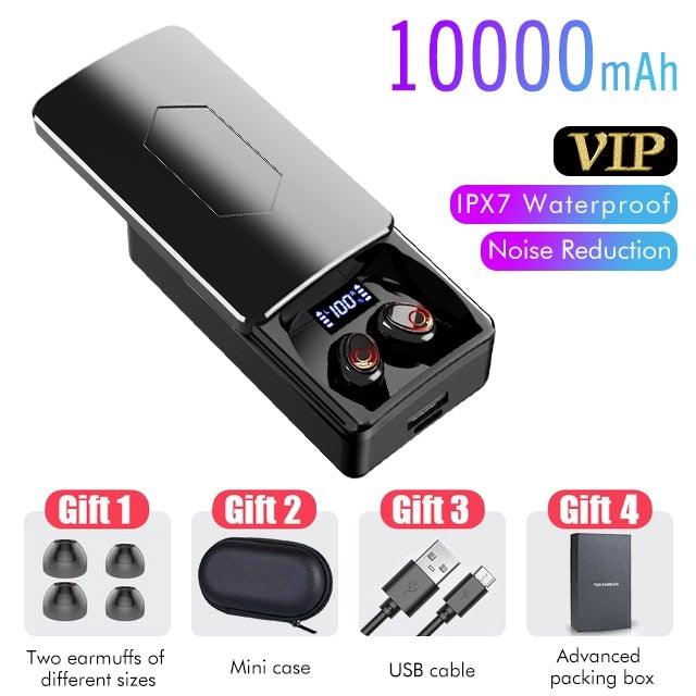 Wireless Earbuds With Microphone Bluetooth 5.1 Headphones in-Ear Touch Control Hi-Fi Stereo Sound Earphones Excellent Playing Time Deep Earphones Bluetooth Wireless Charging Box Headphones LED Display Sport Waterproof Earbuds Headsets 10000 mAh Stevvex
