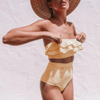 Retro Blue White Striped High Waist Bikini Lady Swimwear Women Swimsuit Female Ruffle Swim Bathing Suit  Piece Vintage High Waist Bikini Set Ruffled Swimsuits For Women Bathing Suits Stevvex