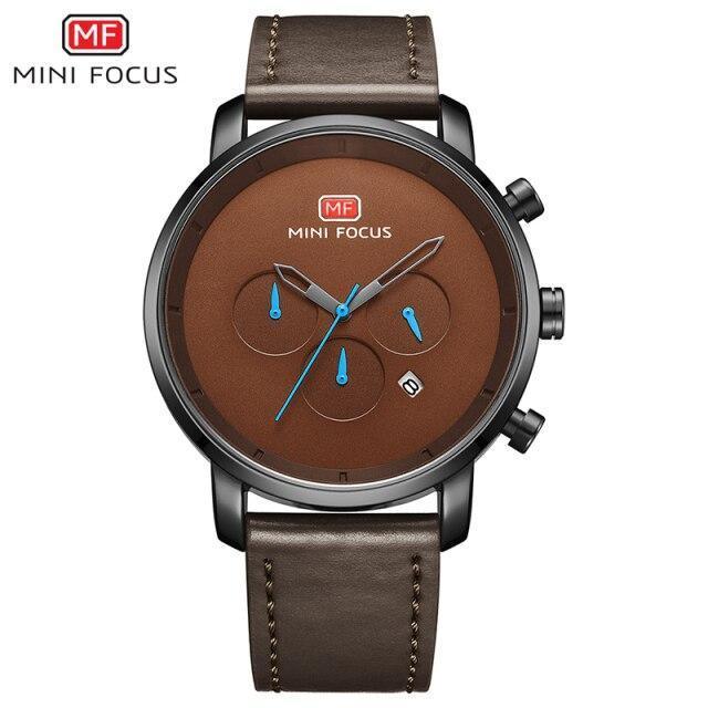 Fashion Multifunctional Mens Watches Sport Quartz Round Analog Watches Modern Leather Strap Design Stevvex