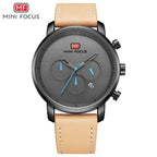 Fashion Multifunctional Mens Watches Sport Quartz Round Analog Watches Modern Leather Strap Design Stevvex