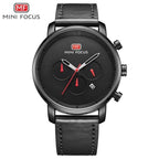 Fashion Multifunctional Mens Watches Sport Quartz Round Analog Watches Modern Leather Strap Design Stevvex
