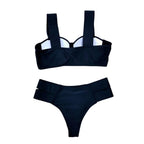 New Bikini Sets Black Push Up Swimsuit Women Neon Patchwork Bikini Swimsuit 2 Piece Cutout Molded Push Up Bathing Suit Women Swimwear Splicing Bathing Suit Holiday Beach Swimming Suit Stevvex
