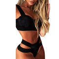 New Bikini Sets Black Push Up Swimsuit Women Neon Patchwork Bikini Swimsuit 2 Piece Cutout Molded Push Up Bathing Suit Women Swimwear Splicing Bathing Suit Holiday Beach Swimming Suit Stevvex