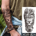 Elegant Black Waterproof Temporary Tattoo Sticker Lion Tiger Bear Flash Tattoos Leopard Wolf Colorful Big Tattoo Stickers For Mens Womens Stevvex