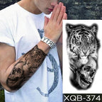 Elegant Black Waterproof Temporary Tattoo Sticker Lion Tiger Bear Flash Tattoos Leopard Wolf Colorful Big Tattoo Stickers For Mens Womens Stevvex