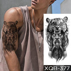Elegant Black Waterproof Temporary Tattoo Sticker Lion Tiger Bear Flash Tattoos Leopard Wolf Colorful Big Tattoo Stickers For Mens Womens Stevvex