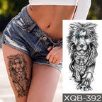 Elegant Black Waterproof Temporary Tattoo Sticker Lion Tiger Bear Flash Tattoos Leopard Wolf Colorful Big Tattoo Stickers For Mens Womens Stevvex