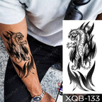 Elegant Black Waterproof Temporary Tattoo Sticker Lion Tiger Bear Flash Tattoos Leopard Wolf Colorful Big Tattoo Stickers For Mens Womens Stevvex
