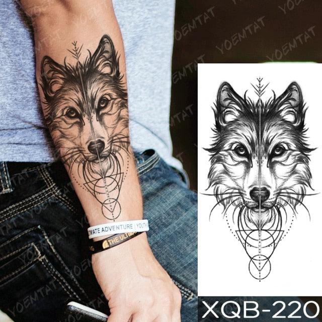 Elegant Black Waterproof Temporary Tattoo Sticker Lion Tiger Bear Flash Tattoos Leopard Wolf Colorful Big Tattoo Stickers For Mens Womens Stevvex