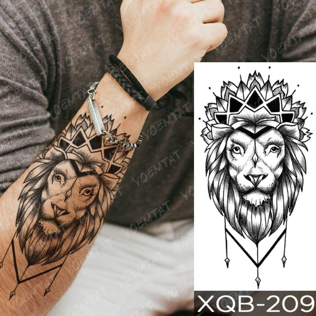 Elegant Black Waterproof Temporary Tattoo Sticker Lion Tiger Bear Flash Tattoos Leopard Wolf Colorful Big Tattoo Stickers For Mens Womens Stevvex