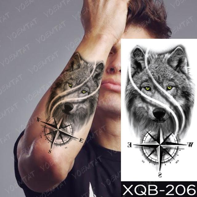 Elegant Black Waterproof Temporary Tattoo Sticker Lion Tiger Bear Flash Tattoos Leopard Wolf Colorful Big Tattoo Stickers For Mens Womens Stevvex