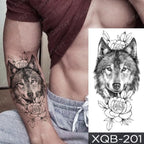Elegant Black Waterproof Temporary Tattoo Sticker Lion Tiger Bear Flash Tattoos Leopard Wolf Colorful Big Tattoo Stickers For Mens Womens Stevvex