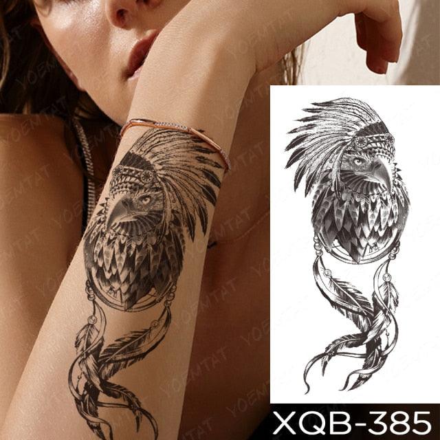 Elegant Black Waterproof Temporary Tattoo Sticker Lion Tiger Bear Flash Tattoos Leopard Wolf Colorful Big Tattoo Stickers For Mens Womens Stevvex