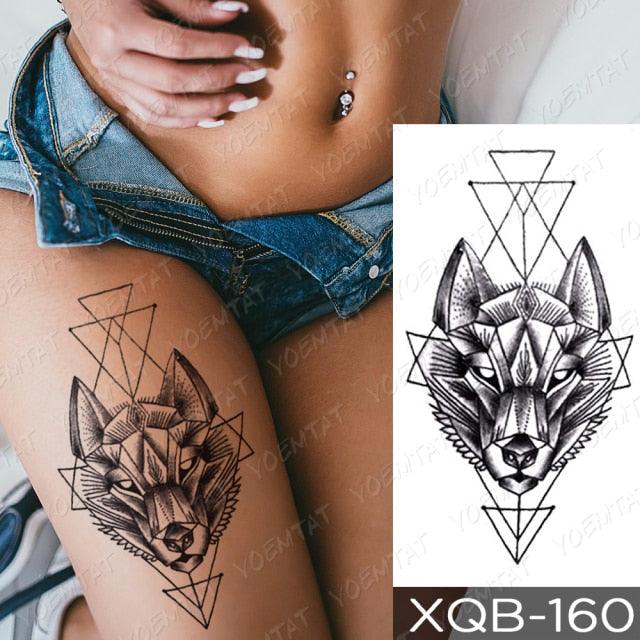 Elegant Black Waterproof Temporary Tattoo Sticker Lion Tiger Bear Flash Tattoos Leopard Wolf Colorful Big Tattoo Stickers For Mens Womens Stevvex