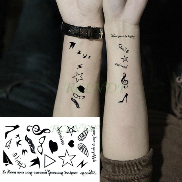 Elegant Waterproof Tattoo Sticker Sun Moon Fake Tatto Fashion Moon Temporary Fun Sun Wave Magic Tatoos For Womens Mens Stevvex