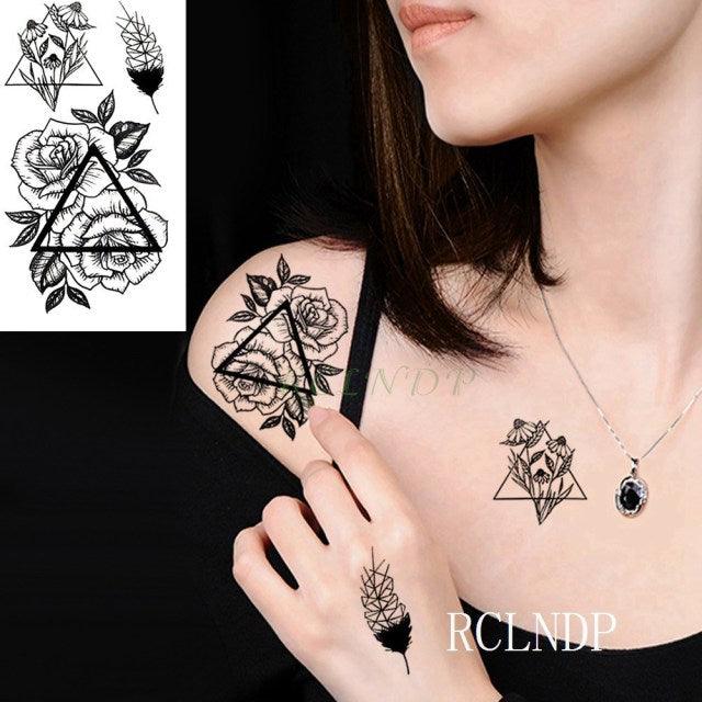 Elegant Waterproof Tattoo Sticker Sun Moon Fake Tatto Fashion Moon Temporary Fun Sun Wave Magic Tatoos For Womens Mens Stevvex