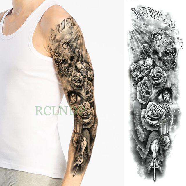 Extra Large Full Arm Leg Body Hand Waterproof Fake Tattoo Stickers Temporary Realistic Black Modern Mens Tattoo Stevvex