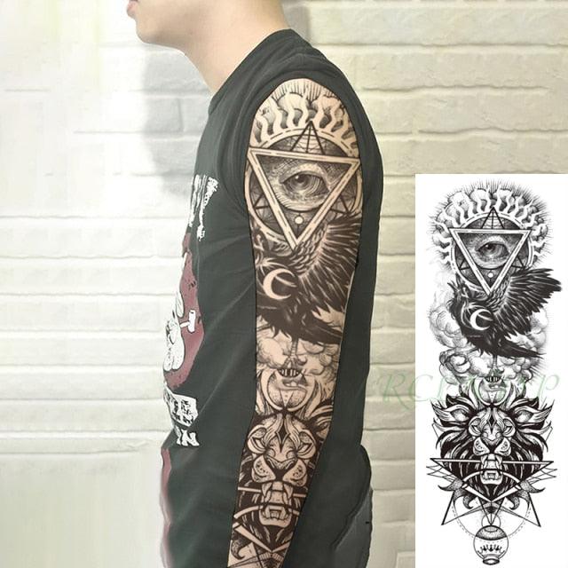 Extra Large Full Arm Leg Body Hand Waterproof Fake Tattoo Stickers Temporary Realistic Black Modern Mens Tattoo Stevvex