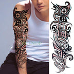 Extra Large Full Arm Leg Body Hand Waterproof Fake Tattoo Stickers Temporary Realistic Black Modern Mens Tattoo Stevvex