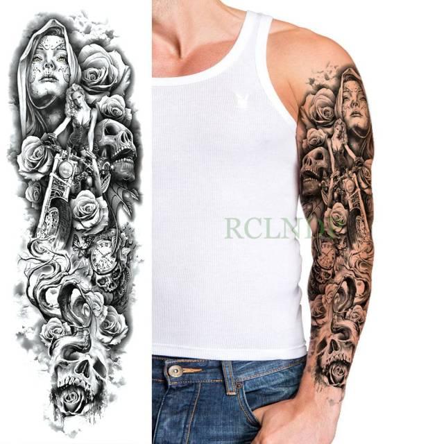 Extra Large Full Arm Leg Body Hand Waterproof Fake Tattoo Stickers Temporary Realistic Black Modern Mens Tattoo Stevvex