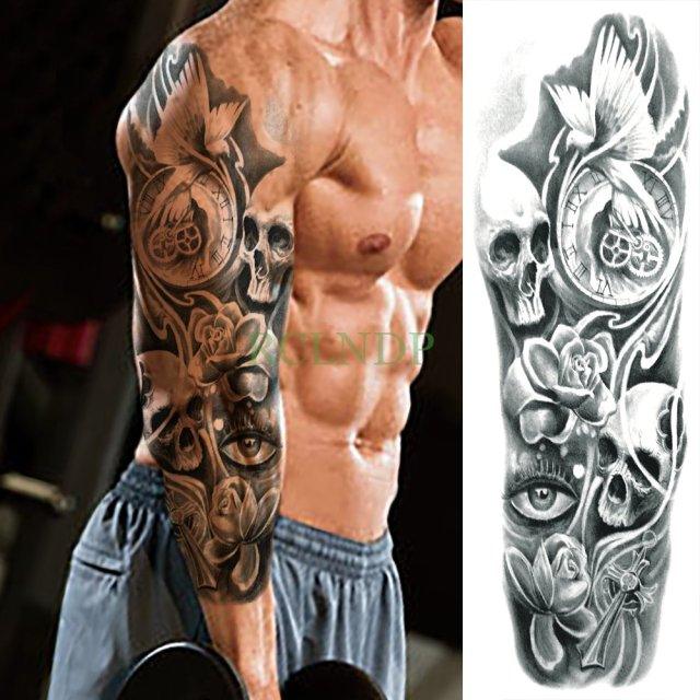 Extra Large Full Arm Leg Body Hand Waterproof Fake Tattoo Stickers Temporary Realistic Black Modern Mens Tattoo Stevvex