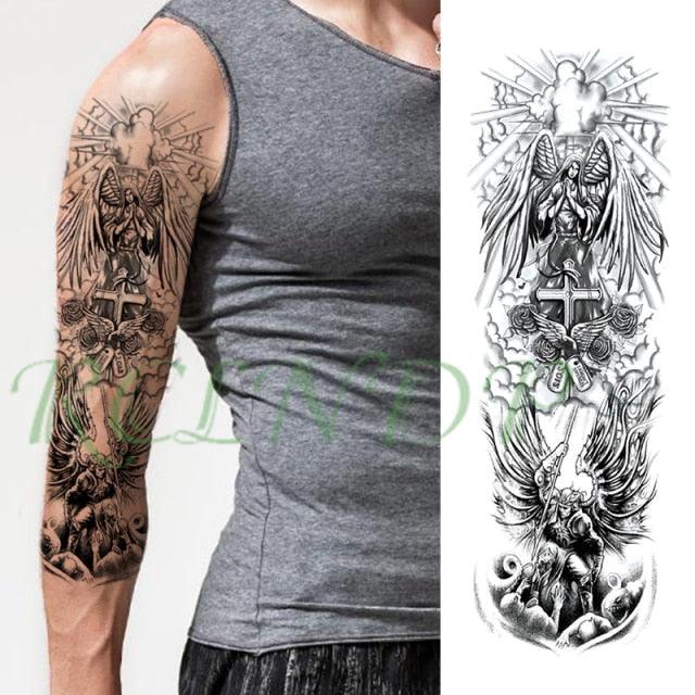 Extra Large Full Arm Leg Body Hand Waterproof Fake Tattoo Stickers Temporary Realistic Black Modern Mens Tattoo Stevvex