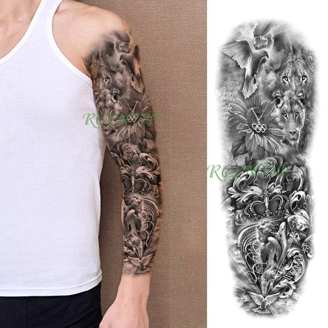 Extra Large Full Arm Leg Body Hand Waterproof Fake Tattoo Stickers Temporary Realistic Black Modern Mens Tattoo Stevvex