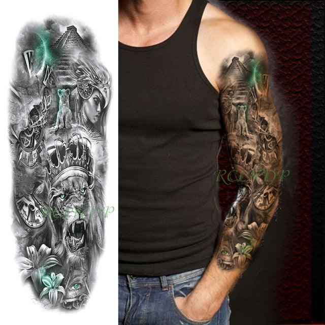 Extra Large Full Arm Leg Body Hand Waterproof Fake Tattoo Stickers Temporary Realistic Black Modern Mens Tattoo Stevvex