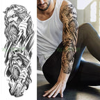 Extra Large Full Arm Leg Body Hand Waterproof Fake Tattoo Stickers Temporary Realistic Black Modern Mens Tattoo Stevvex