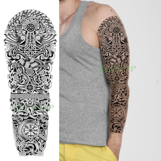 Extra Large Full Arm Leg Body Hand Waterproof Fake Tattoo Stickers Temporary Realistic Black Modern Mens Tattoo Stevvex
