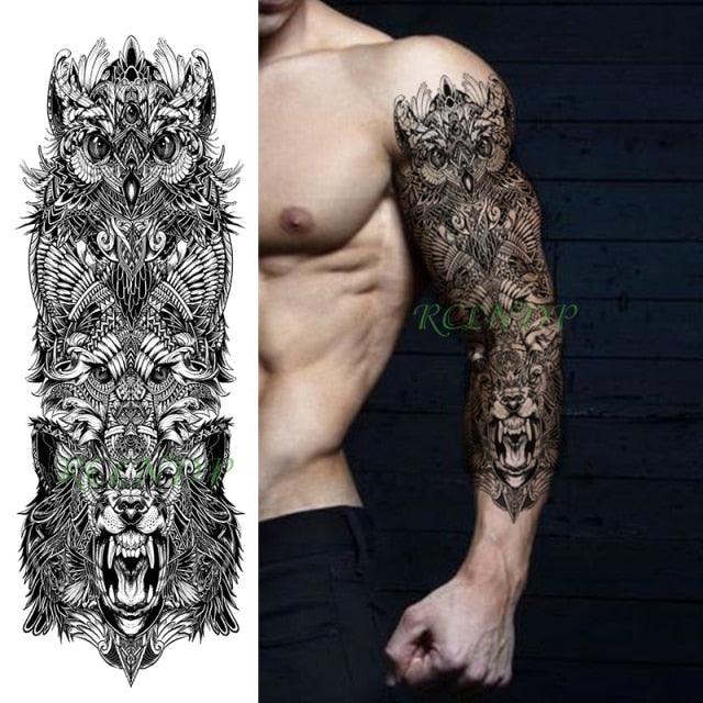 Extra Large Full Arm Leg Body Hand Waterproof Fake Tattoo Stickers Temporary Realistic Black Modern Mens Tattoo Stevvex