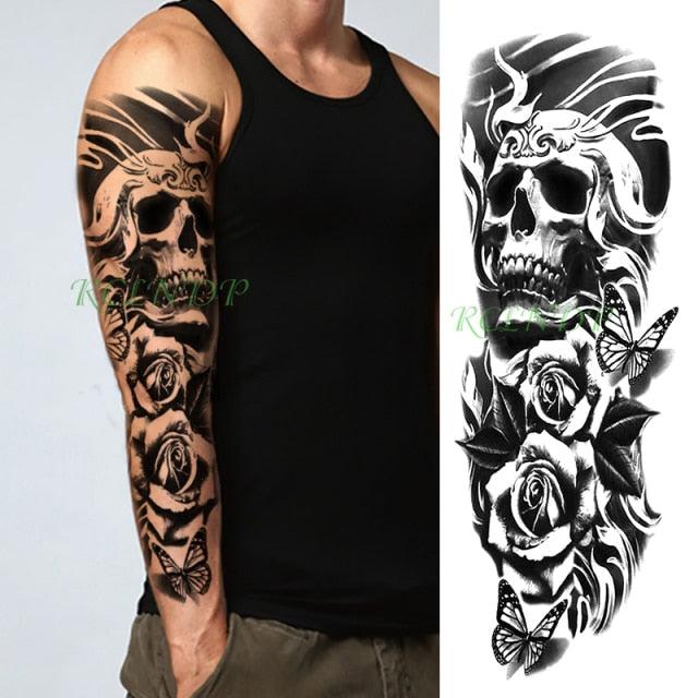 Extra Large Full Arm Leg Body Hand Waterproof Fake Tattoo Stickers Temporary Realistic Black Modern Mens Tattoo Stevvex