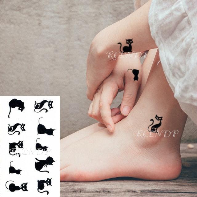 Elegant Waterproof Temporary Tattoo Sticker Cat Fox Flash Tatoo Neck Hand Modern Tattoo Stickers Butterflies Cats For Womens Stevvex