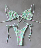 Low Waist Bikini Triangle Swimwear Female String Swimsuit Women Two Piece Swimsuit Swimwear Halter String Triangle Bikini Sets Women Print 2 Piece Suit Push Up Bathing Suit Swim Suit New Stevvex
