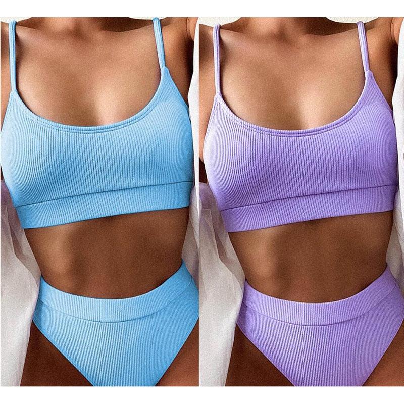Swimwear Women Swimsuit Push Up Bikinis Fashion Women's Solid Color Bikini Pad Swimwear Swimsuit Beachwear Set Triangle Bikini Bathing Suits Stevvex